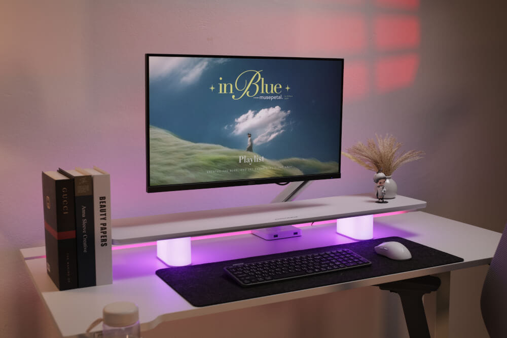 แท่นวางจอ ERGONOZ EGN-LUMINAR-100-B กว้าง 100 ซม., สีดำ (LEVATOR LUMINAR MONITOR RISER มีไฟ RGB)_9