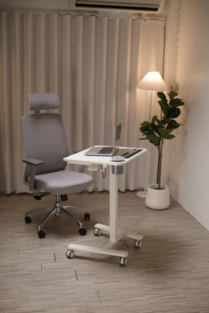 โต๊ะทำงานปรับระดับได้ มีแท่นวาง ลิ้นชัก และล้อเลื่อน ERGONOZ EGN-STA06-W, สีขาว (MULIT-PURPOSE MOBILE DESK WITH TABLE STAND & DRAWER)_10