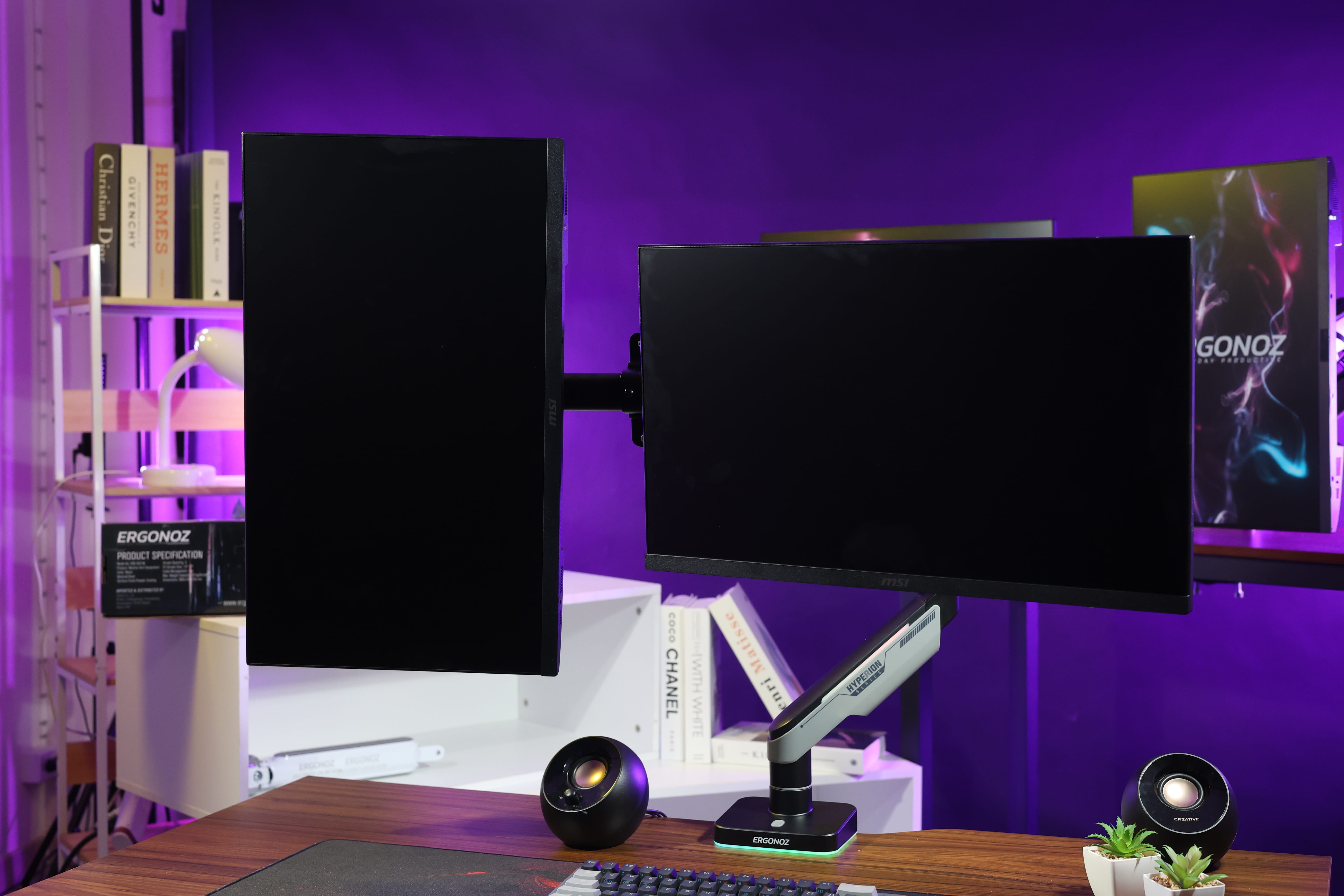 แขนจับจอ ERGONOZ รุ่น HYPERION HEAVY DUTY RGB C01 แขนเดี่ยว 2 จอ สำหรับหน้าจอ 17-49 นิ้ว สีดำด้านและเทาเข้ม (EGN-HPR-S-DG-RGB-C01)_8