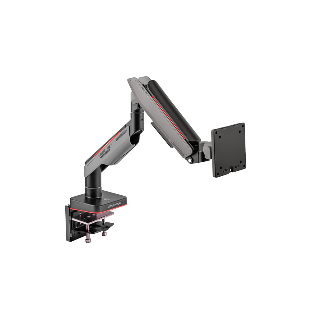 แขนจับจอ ERGONOZ รุ่น HYPERION HEAVY DUTY RGB แขนเดี่ยว สำหรับหน้าจอ 17-49 นิ้ว สีดำด้านและเทาเข้ม (EGN-HPR-S-DG-RGB)_1