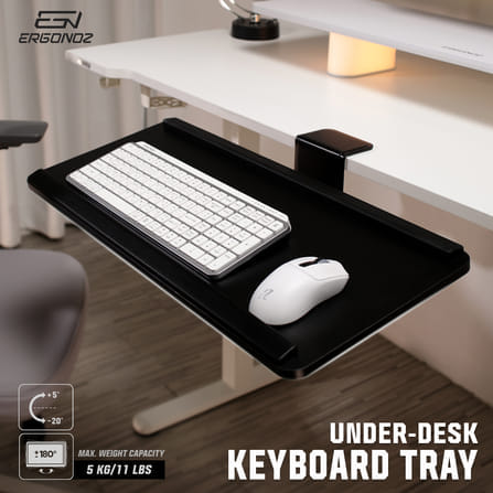 ชั้นวางคีย์บอร์ดแบบพับได้ ERGONOZ EGN-UDAC-01-B, สีดำ (UNDER-DESK KEYBOARD TRAY)_2