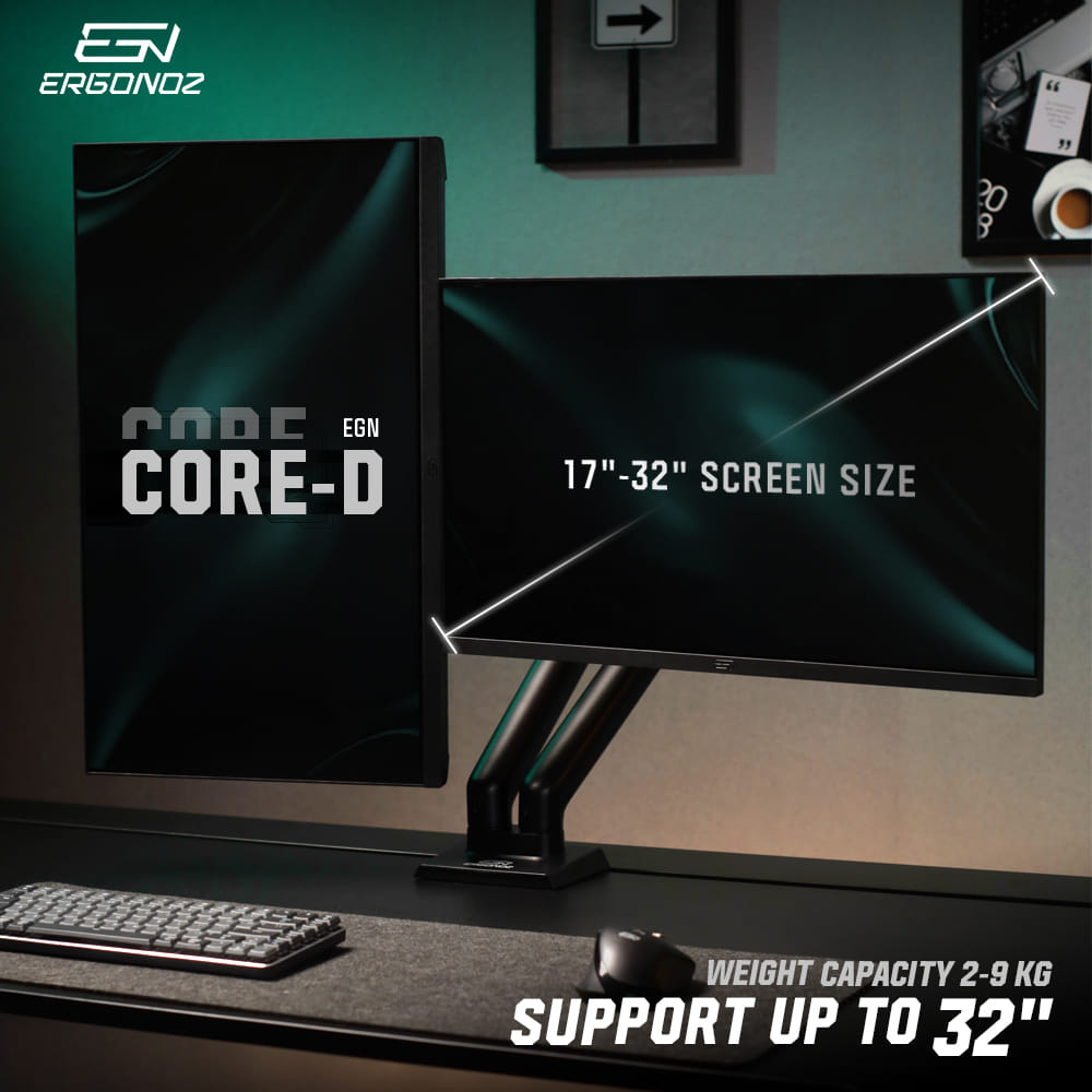 แขนจับจอ ERGONOZ รุ่น CORE แขนคู่ สำหรับหน้าจอ 17 - 32 นิ้ว สีดำ พร้อมที่วางแล็ปท็อป V.4 สีดำ (EGN-C-D-B-ACC01V4-B)_3