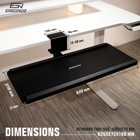 ชั้นวางคีย์บอร์ดแบบพับได้ ERGONOZ EGN-UDAC-01-B, สีดำ (UNDER-DESK KEYBOARD TRAY)_3