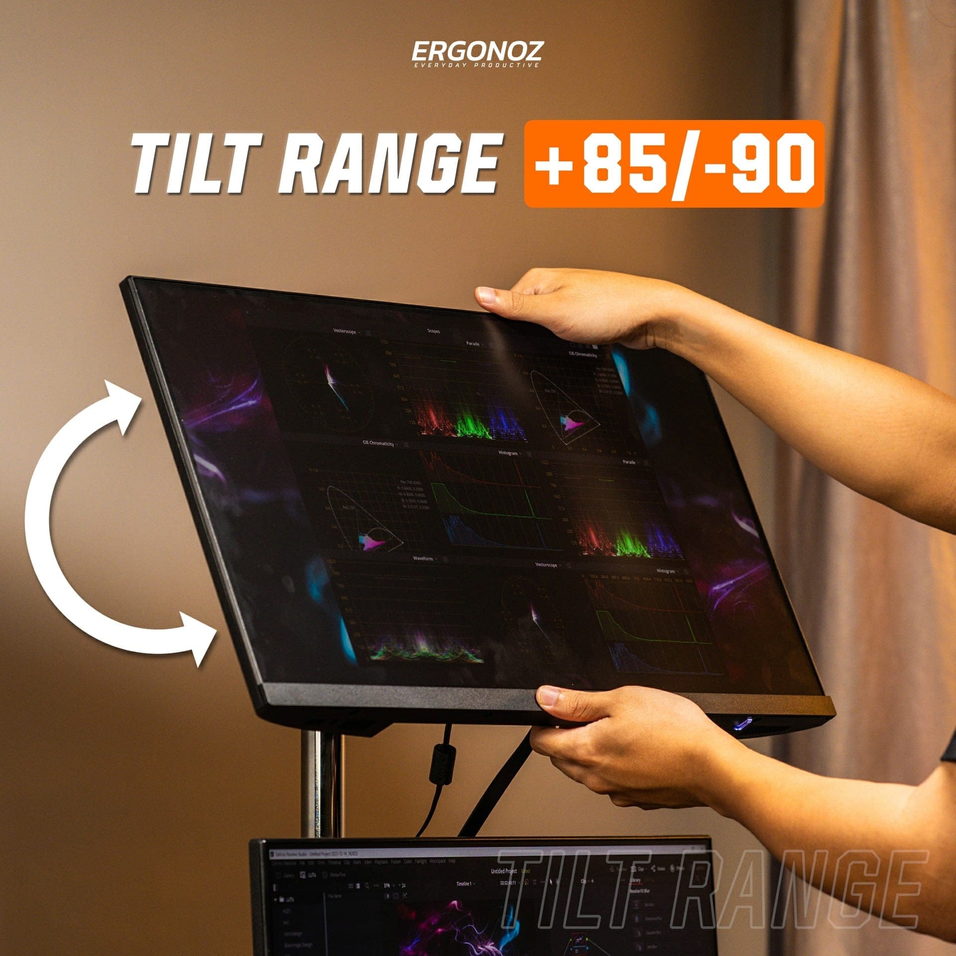 แขนจับจอ ERGONOZ รุ่น METALIC 02 DIY SET03 แขนเดี่ยว สำหรับหน้าจอ 15 - 32 นิ้ว จำนวน 2 จอ สีดำ (EGN-02-SET03-B)_7