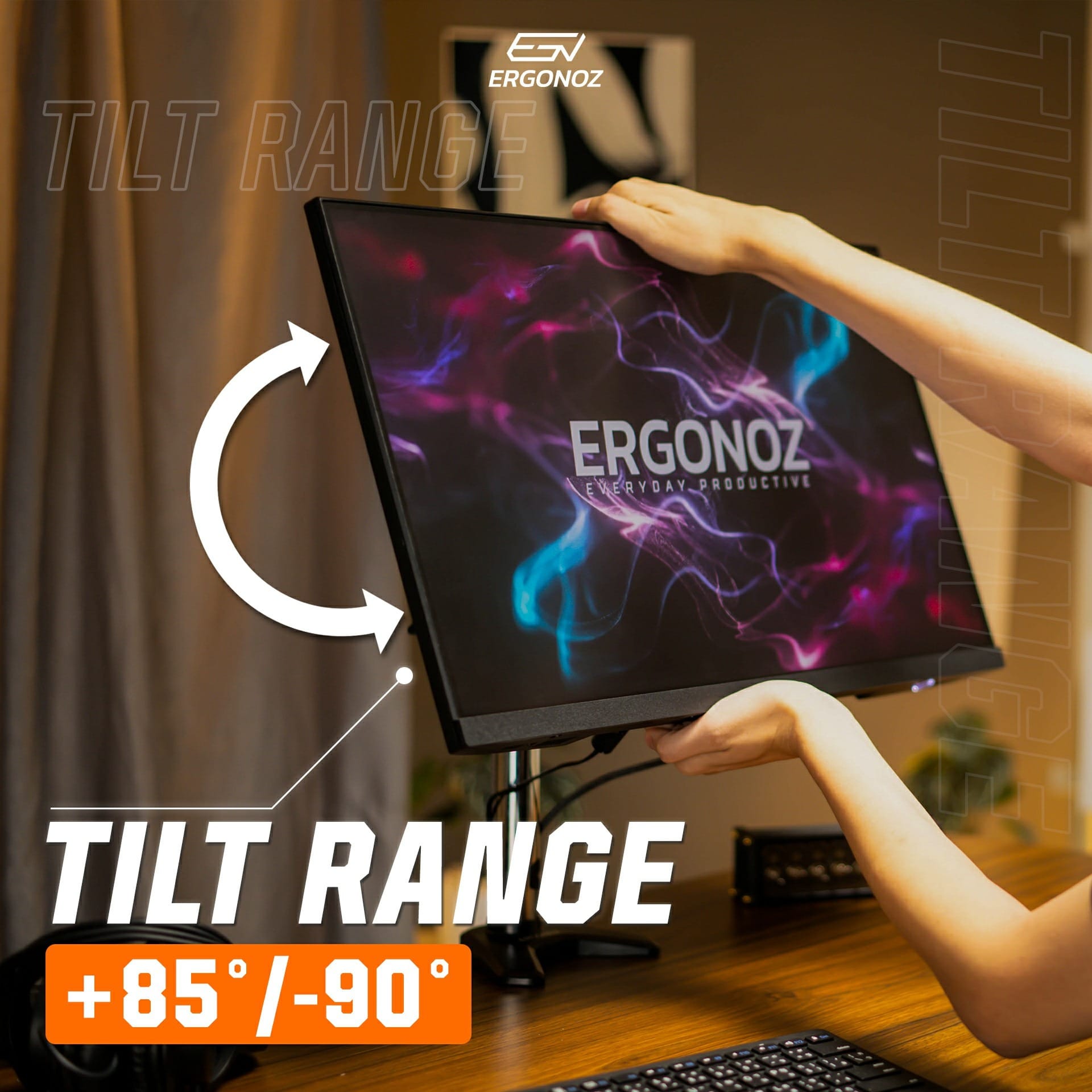 แขนจับจอ ERGONOZ รุ่น METALIC 02 DIY SET07 แขนเดี่ยว สำหรับหน้าจอ 15 - 32 นิ้ว สีดำ (EGN-02-SET07-B)_7