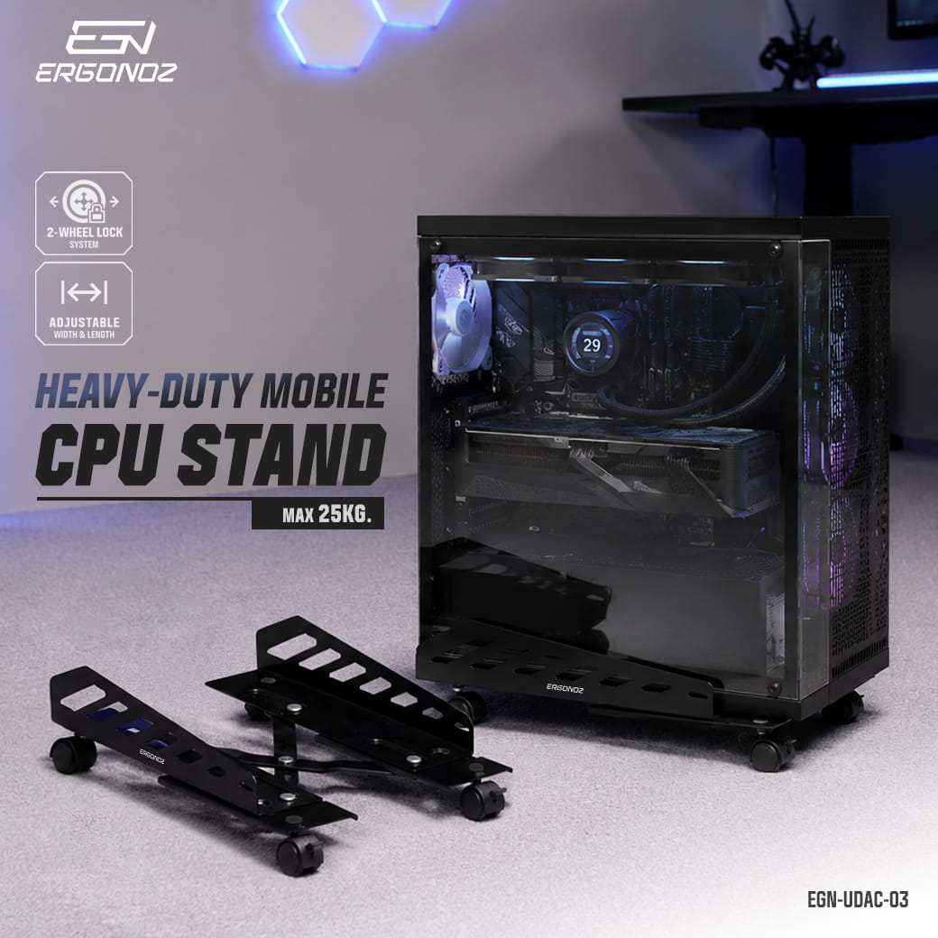 แท่นวางซีพียูพร้อมล้อเลื่อนระบบล็อก ERGONOZ EGN-UDAC-03-B สีดำ_2