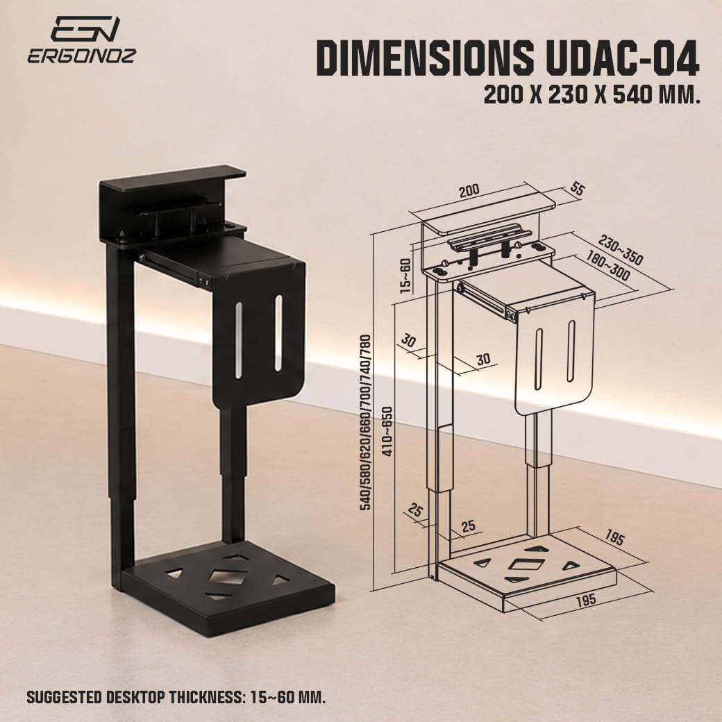 ที่วางซีพียู แบบหนีบโต๊ะ ERGONOZ EGN-UDAC-04-B สีดำ_3