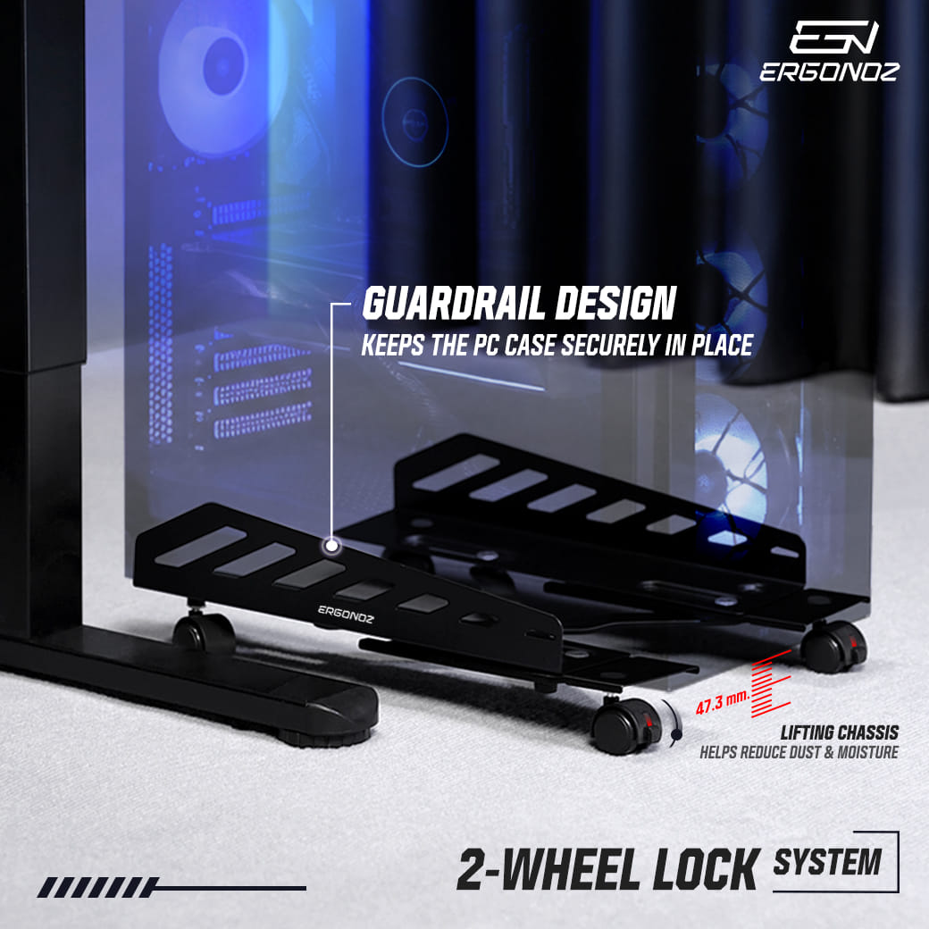แท่นวางซีพียูพร้อมล้อเลื่อนระบบล็อก ERGONOZ EGN-UDAC-03-B สีดำ_5