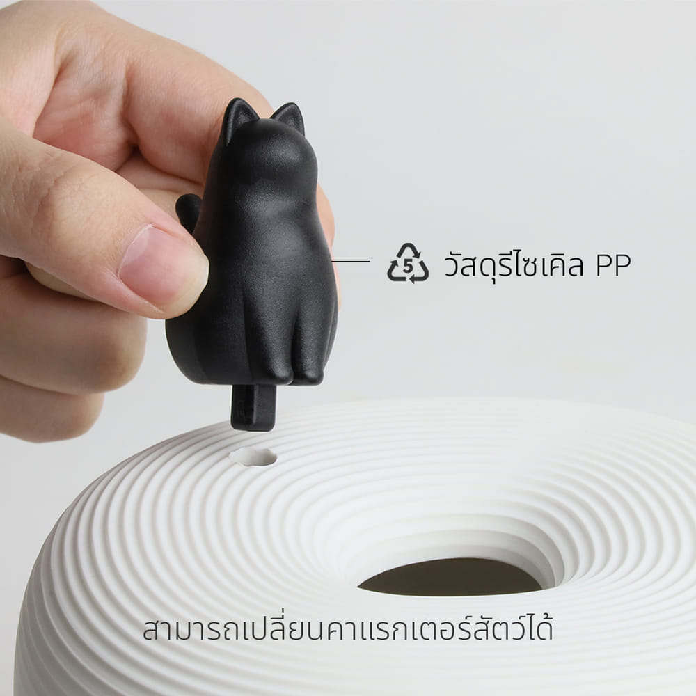 กล่องทิชชู QUALY รุ่น MINI พร้อมฟิกเกอร์แมว ขนาด 13.8X13.8X9.1 ซม. ใช้งานได้สองด้าน สีขาว