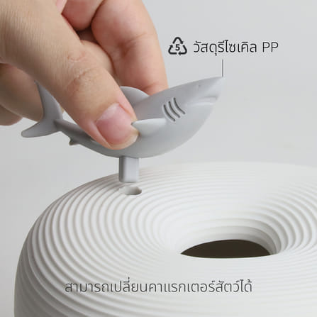 กล่องทิชชู QUALY รุ่น MINI พร้อมฟิกเกอร์ฉลาม ขนาด 13.8X13.8X9.1 ซม. ใช้งานได้สองด้าน สีขาว_5