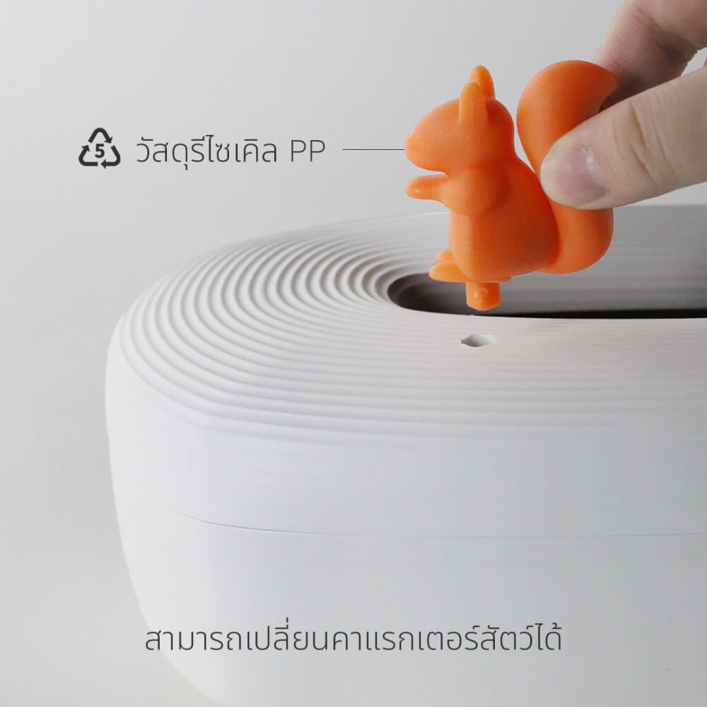 กล่องทิชชู QUALY พร้อมฟิกเกอร์รูปกระรอก ขนาด 13.8X26.2X9.1 ซม. ใช้งานได้สองด้าน สีขาว