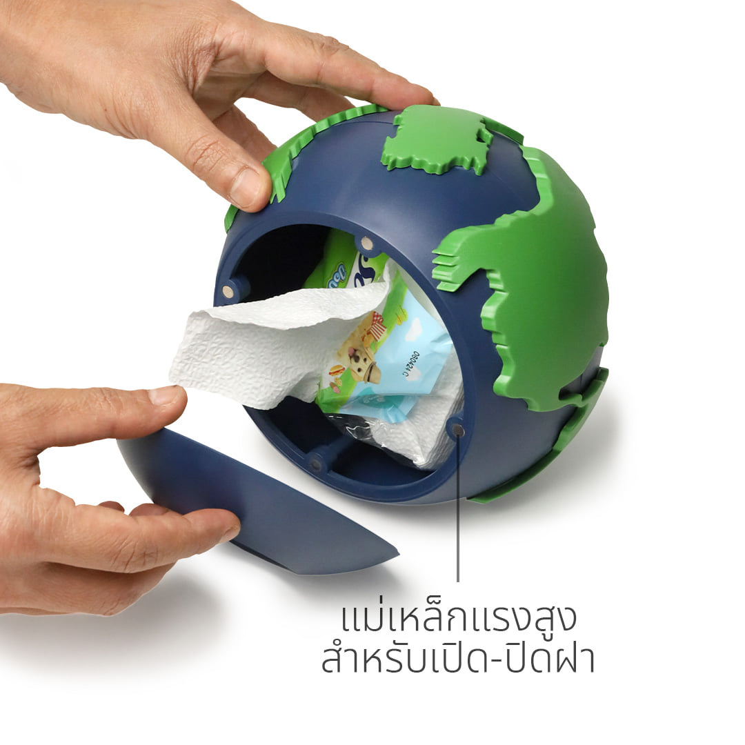 กล่องทิชชู QUALY ดีไซน์ลูกโลก สีดำ-ขาว_3