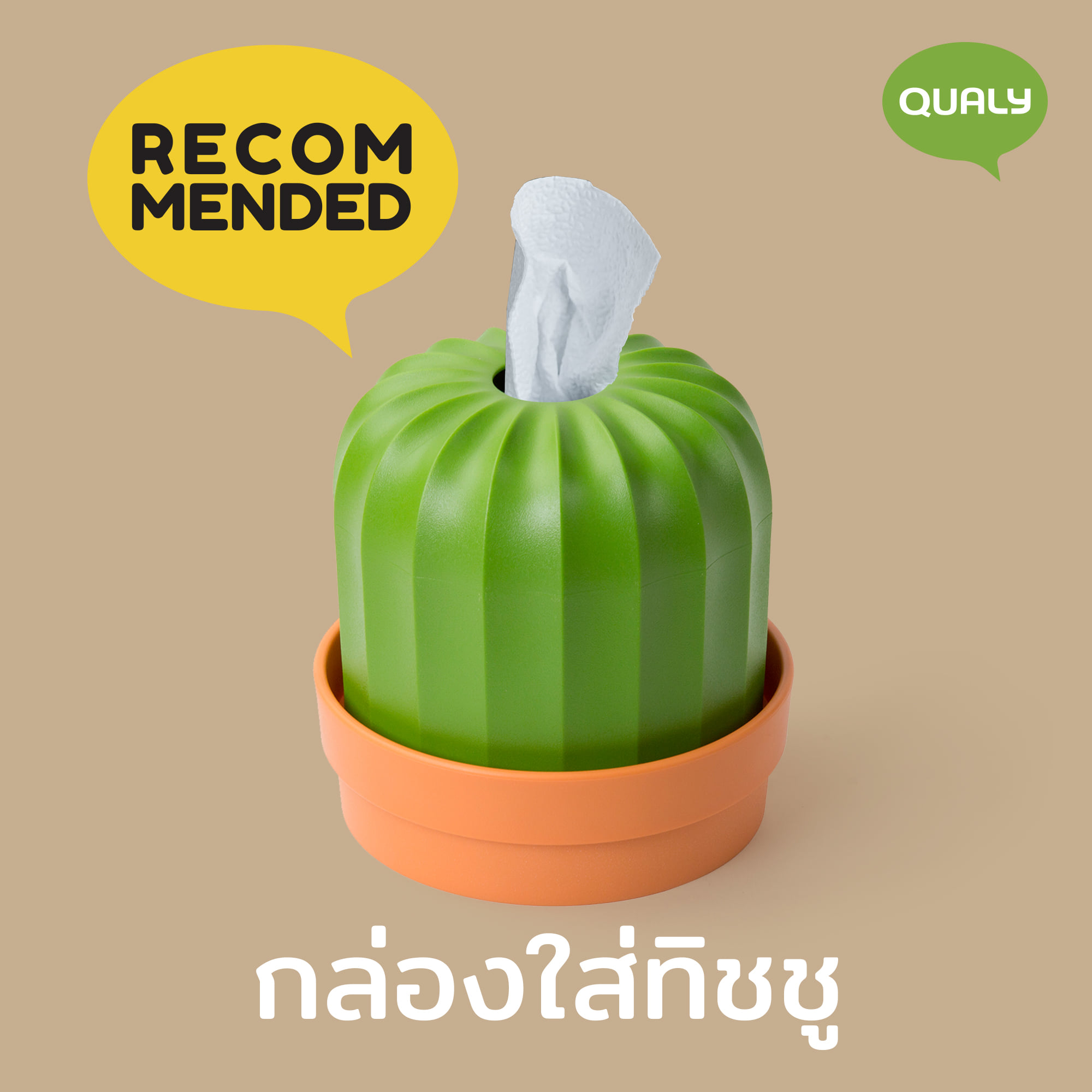 กล่องทิชชู่ กระถางต้นกระบองเพชร สีส้ม-เขียว_1