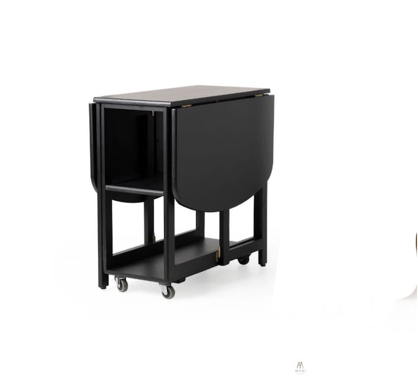 โต๊ะทานข้าวไม้ยางพาราแท้พับเก็บได้ MAAI DESIGN  รุ่น NABI TABLE สีดำ_0