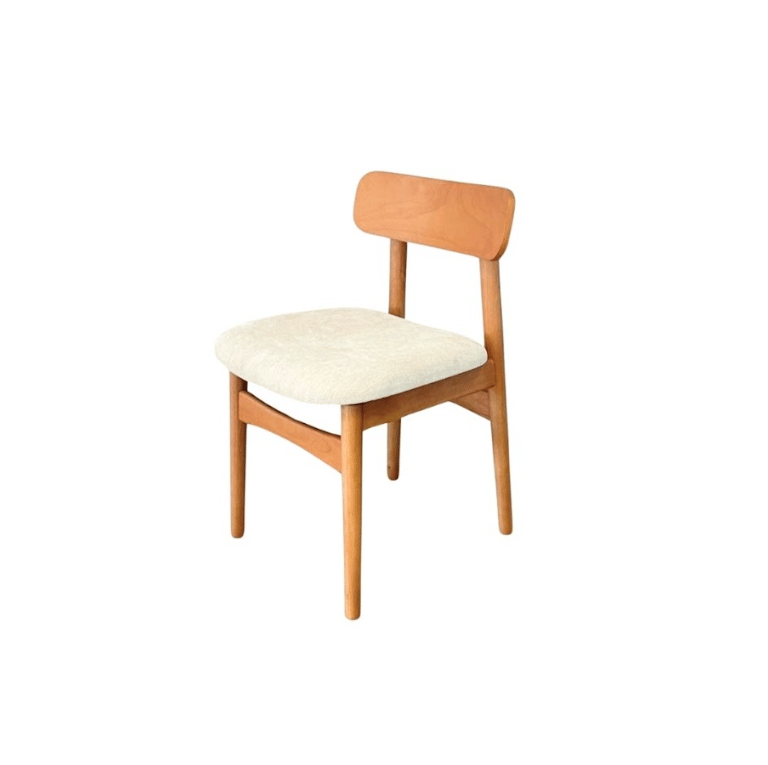 เก้าอี้ไม้ยางพารา เบาะผ้าสีขาว MAAI DESIGN SHITA CHAIR สีโอ๊ค_0