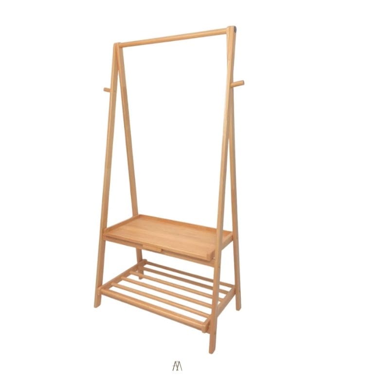 ราวแขวนผ้าไม้ยางพาราแท้ MAAI DESIGN SHATSU SHELF สี OAK