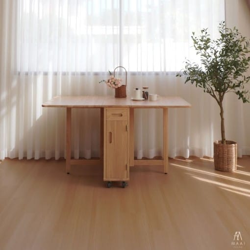 โต๊ะทานข้าวไม้ยางพาราแท้พับเก็บได้ MAAI DESIGN  รุ่น BUTTERFLY ONLY TABLE สีบีช_1