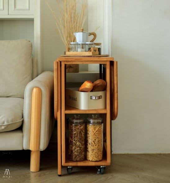 โต๊ะทานข้าวไม้ยางพาราแท้พับเก็บได้ MAAI DESIGN  รุ่น NABI TABLE สีโอ๊ค_1