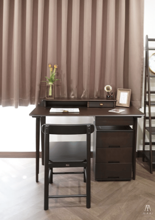 เก้าอี้ทานข้าวไม้ยางพาราแท้ MAAI DESIGN ISU CHAIR สีช็อกโกแลต_1