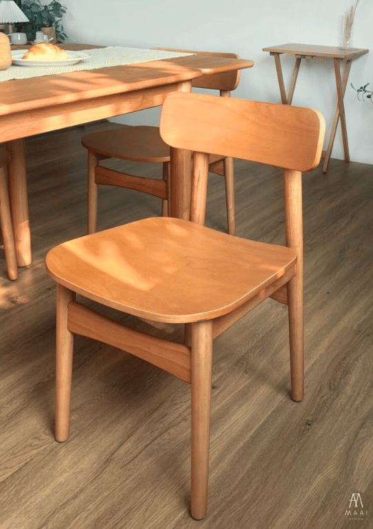 เก้าอี้ทานข้าวไม้ยางพาราแท้ MAAI DESIGN RYUFATE CHAIR สีโอ๊ค_1