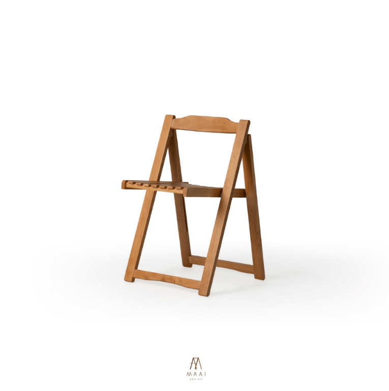 เก้าอี้ไม้ยางพาราแท้ พับเก็บได้ MAAI DESIGN A CHAIR สีโอ๊ค_1
