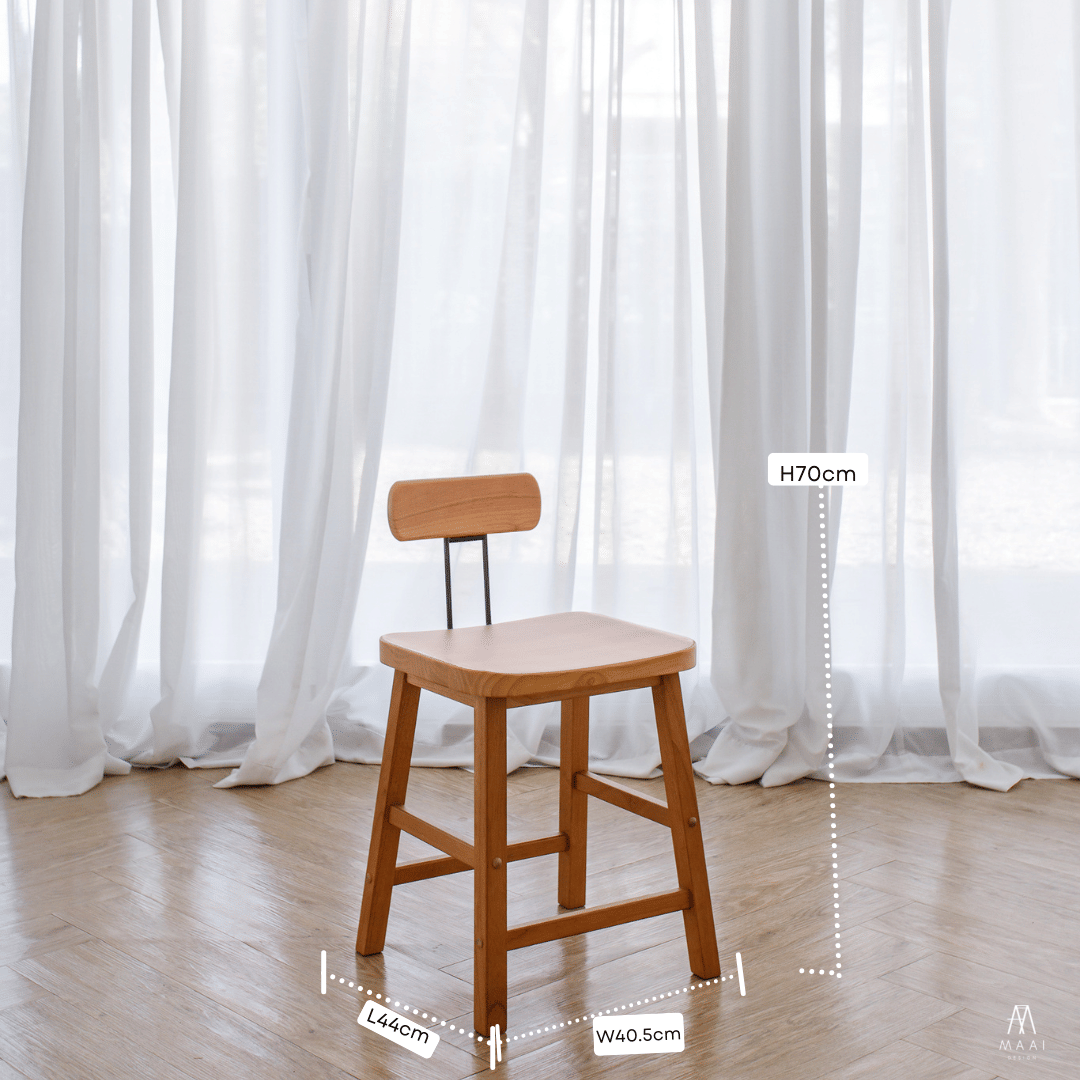 เก้าอี้ทานข้าวไม้ยางพารา MAAI DESIGN รุ่น MAZERU สีโอ๊ค_1