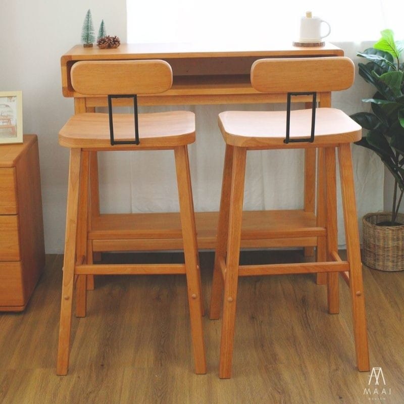 เก้าอี้บาร์ไม้ยางพารา MAAI DESIGN รุ่น REZU BAR STOOL 29'' สีโอ๊ค_1