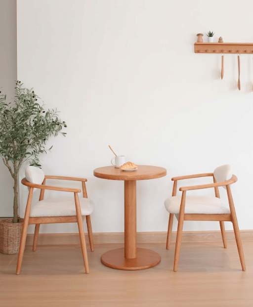 เก้าอี้ทานข้าวไม้ยางพาราแท้เบาะหนัง MAAI DESIGN รุ่น KIROKU CHAIR สไตล์ญี่ปุ่น มีที่พักแขน สีโอ๊ค_1