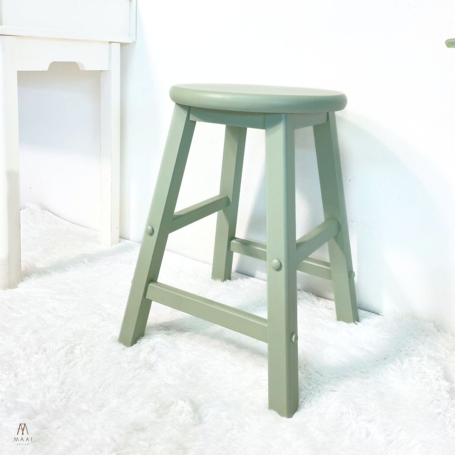 เก้าอี้บาร์ไม้ยางพารา MAAI DESIGN รุ่น GOM STOOL สีมิ้นท์_1