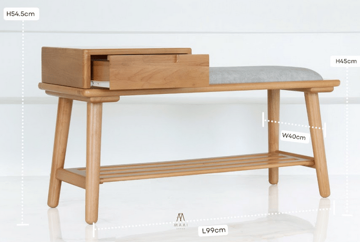 ม้านั่งใส่รองเท้าไม้ยางพารา MAAI DESIGN รุ่น KUTSU BENCH สีโอ๊ค_1