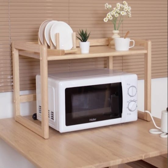 ชั้นวางคร่อมไมโครเวฟ ไม้ยางพารา สไตล์ญี่ปุ่น MAAI DESIGN รุ่น OBUN SHELF สี BEECH