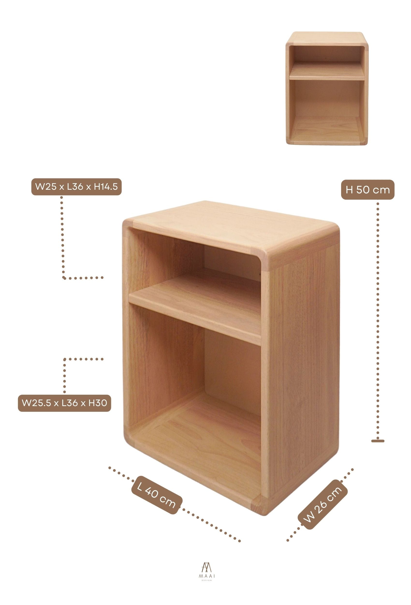 ตู้ข้างเตียงไม้ยางพารา MAAI DESIGN รุ่น AKERU SIDE TABLE สีบีช