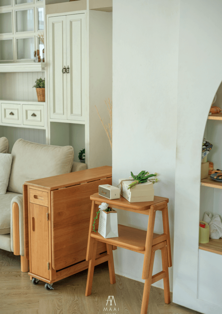 ชุดโต๊ะทานข้าวไม้ยางพาราแท้ 4 ที่นั่งพับเก็บได้ MAAI DESIGN  รุ่น BUTTERFLY TABLE SET สีโอ๊ค_2
