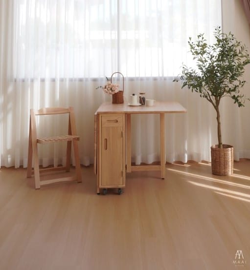 โต๊ะทานข้าวไม้ยางพาราแท้พับเก็บได้ MAAI DESIGN  รุ่น BUTTERFLY ONLY TABLE สีบีช_2