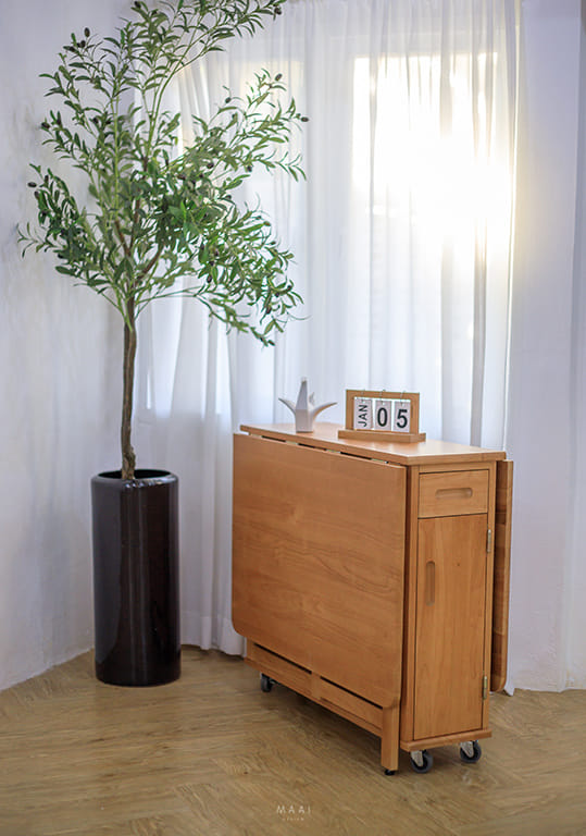 โต๊ะทานข้าวไม้ยางพาราแท้พับเก็บได้ MAAI DESIGN  รุ่น BUTTERFLY ONLY TABLE สีโอ๊ค_2