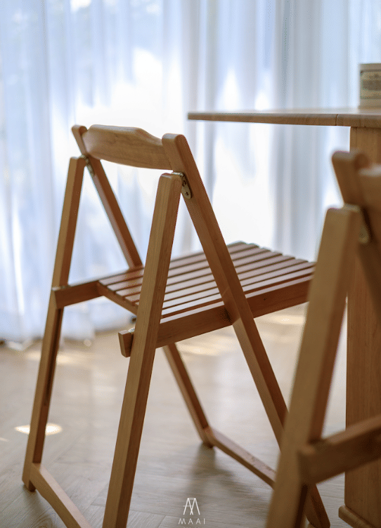 เก้าอี้ไม้ยางพาราแท้ พับเก็บได้ MAAI DESIGN A CHAIR สีโอ๊ค_2