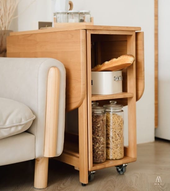 โต๊ะทานข้าวไม้ยางพาราแท้พับเก็บได้ MAAI DESIGN  รุ่น NABI TABLE สีโอ๊ค_2