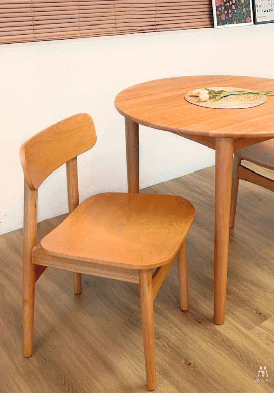 เก้าอี้ทานข้าวไม้ยางพาราแท้ MAAI DESIGN RYUFATE CHAIR สีโอ๊ค_2