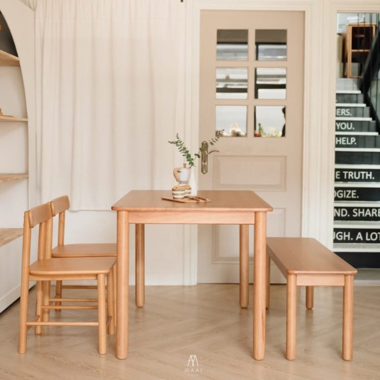 เก้าอี้ม้านั่งยาว/ม้านั่งไม้ยางพาราแท้ MAAI DESIGN ISSHO BENCH  120 CM. สีโอ๊ค_2