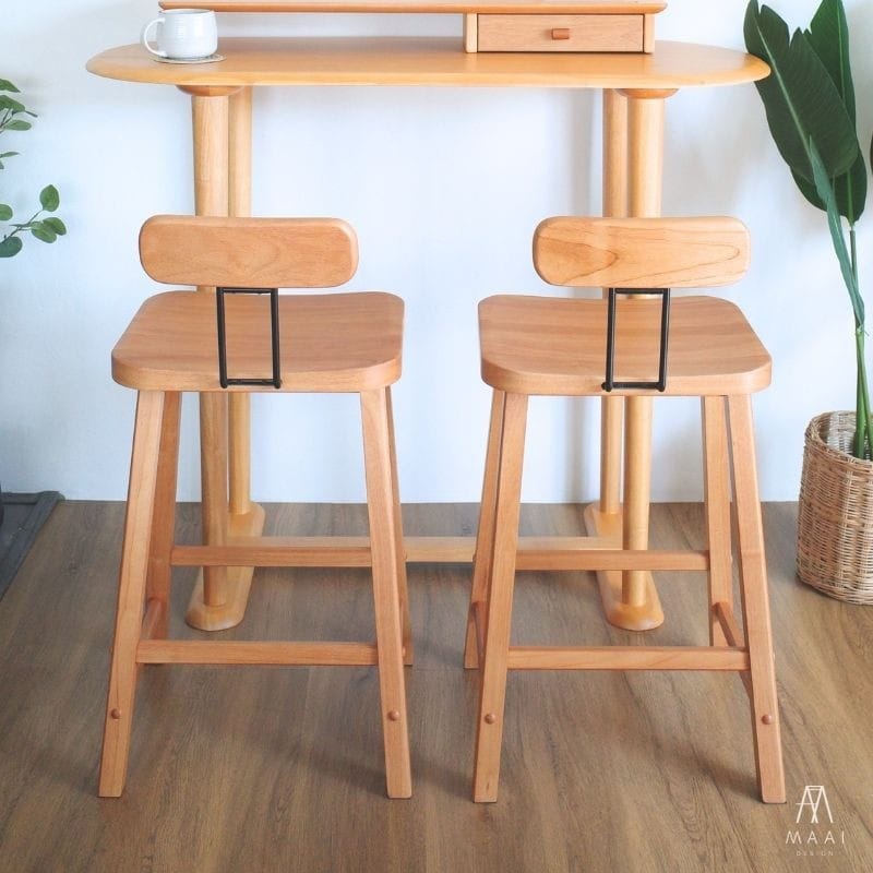 เก้าอี้บาร์ไม้ยางพารา MAAI DESIGN รุ่น SORU BAR STOOL 24'' สีโอ๊ค_2