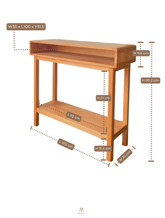 โต๊ะบาร์ไม้ยางพารา MAAI DESIGN รุ่น MITASU CONSOLE TABLE สีโอ๊ค