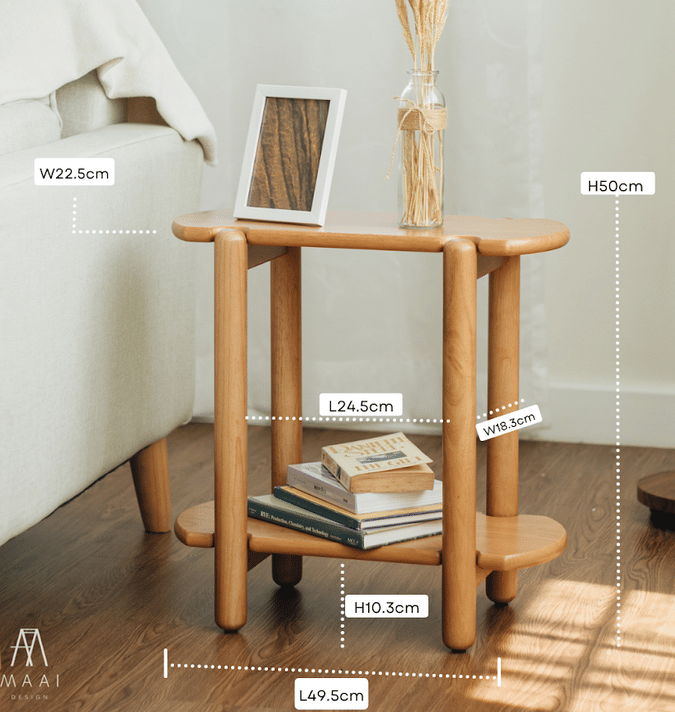 โต๊ะข้างไม้ยางพารา MAAI DESIGN รุ่น CHISAI SIDE TABLE สีโอ๊ค