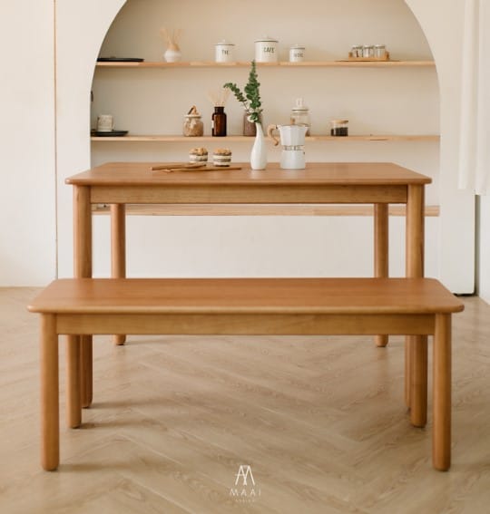 โต๊ะทานข้าวไม้ยางพาราแท้ 4 ที่นั่ง MAAI DESIGN  รุ่น KAZOKU TABLE สีโอ๊ค_3