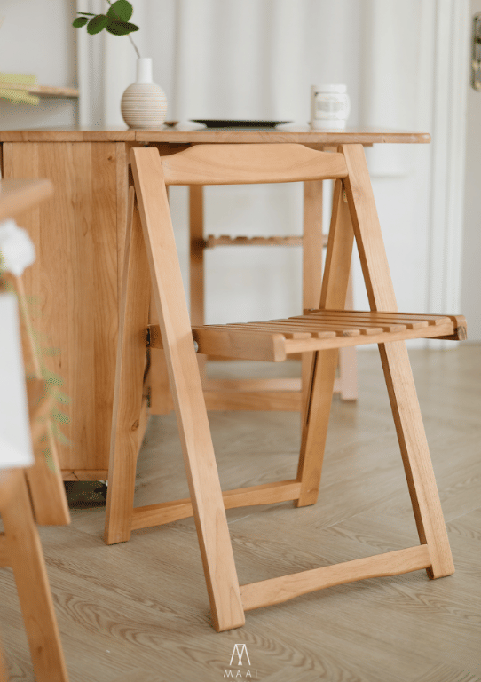 เก้าอี้ไม้ยางพาราแท้ พับเก็บได้ MAAI DESIGN A CHAIR สีโอ๊ค_3