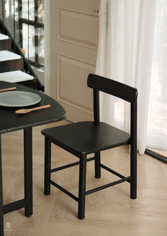 เก้าอี้ทานข้าวไม้ยางพาราแท้ MAAI DESIGN ISU CHAIR สีดำ_3