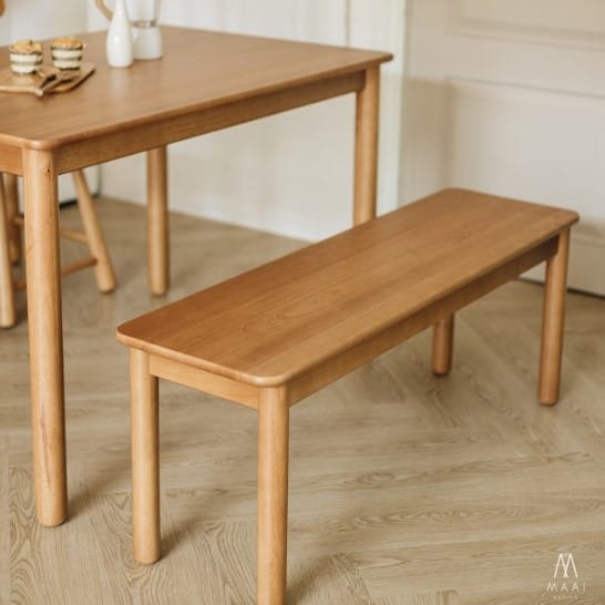 เก้าอี้ม้านั่งยาว/ม้านั่งไม้ยางพาราแท้ MAAI DESIGN ISSHO BENCH  120 CM. สีโอ๊ค_3