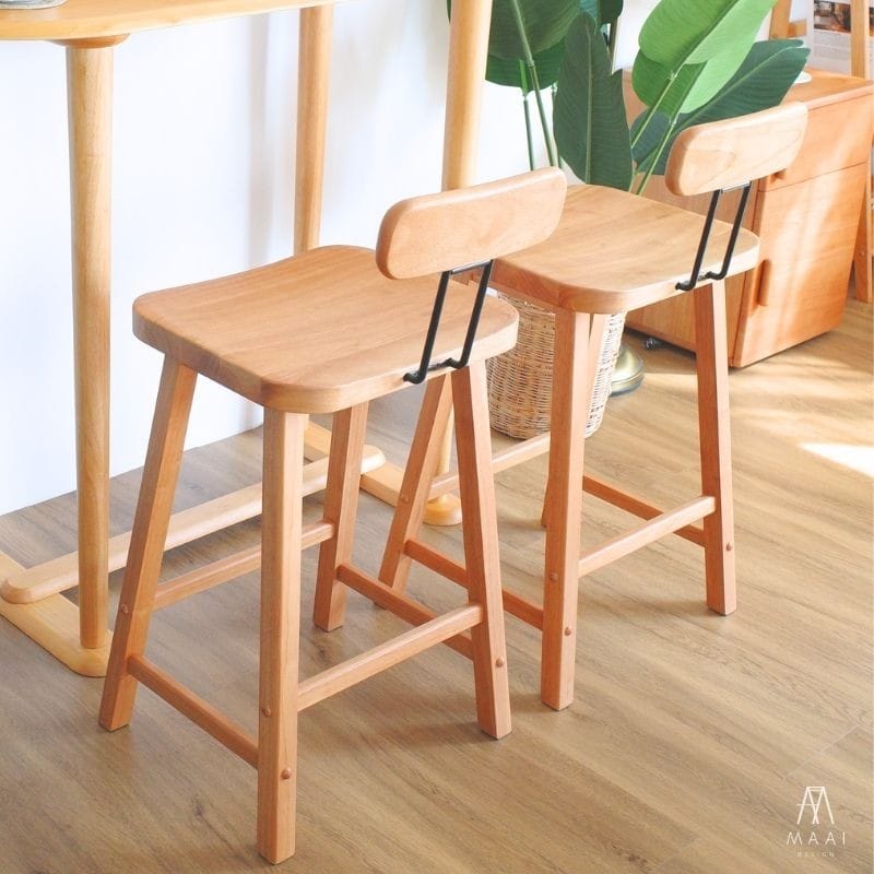 เก้าอี้บาร์ไม้ยางพารา MAAI DESIGN รุ่น SORU BAR STOOL 24'' สีโอ๊ค_3
