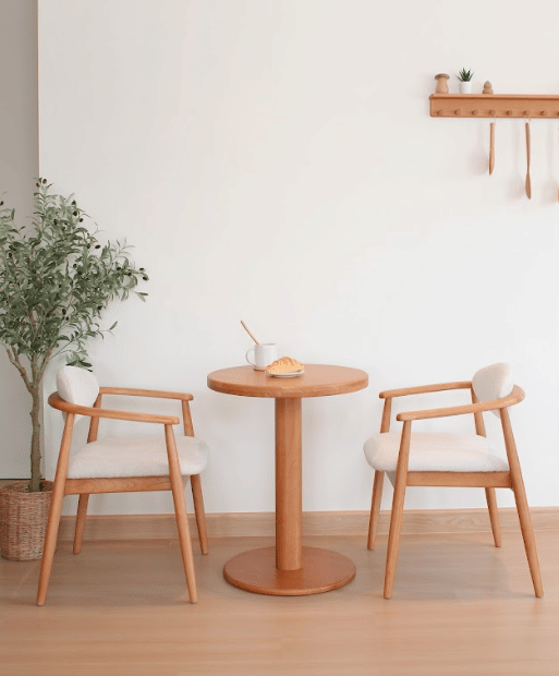 เก้าอี้ทานข้าวไม้ยางพาราเบาะผ้าฝ้าย MAAI DESIGN รุ่น KIROKU CHAIR สไตล์ญี่ปุ่น มีที่พักแขน สีโอ๊ค_3