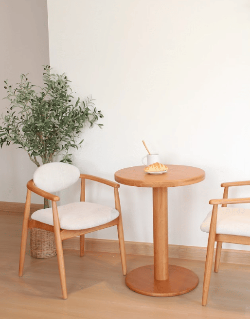 เก้าอี้ทานข้าวไม้ยางพาราแท้เบาะหนัง MAAI DESIGN รุ่น KIROKU CHAIR สไตล์ญี่ปุ่น มีที่พักแขน สีโอ๊ค_3