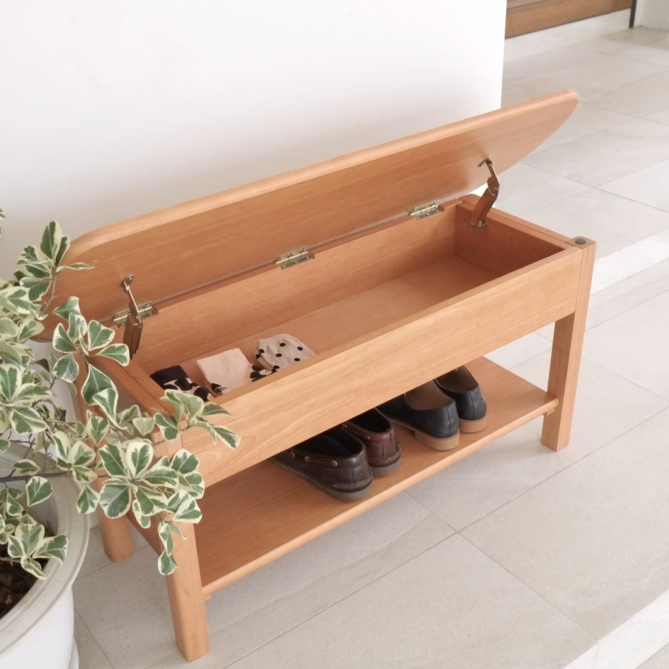 ม้านั่งใส่รองเท้าไม้ยางพารา MAAI DESIGN รุ่น SHUSU BENCH  สีโอ๊ค_3